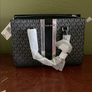 Michael Kors Black and Silver Sheila Handbag